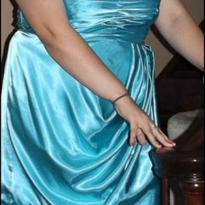 Strapless blue homecoming dress
